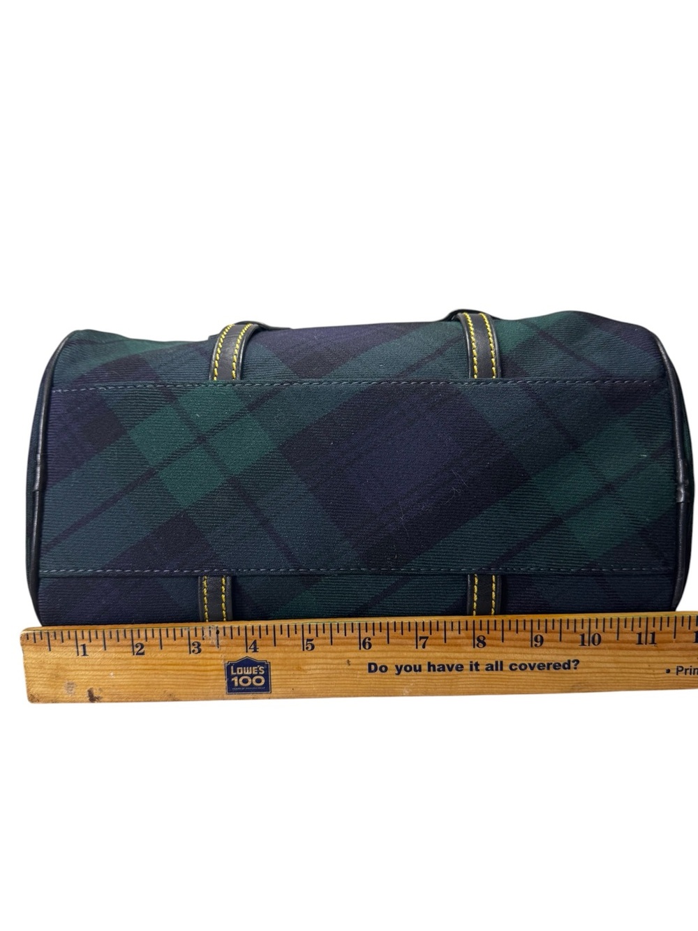 Dooney & Bourke Black Watch Plaid Canvas Satchel Crossbody Bag Blue Green - Picture 10 of 11